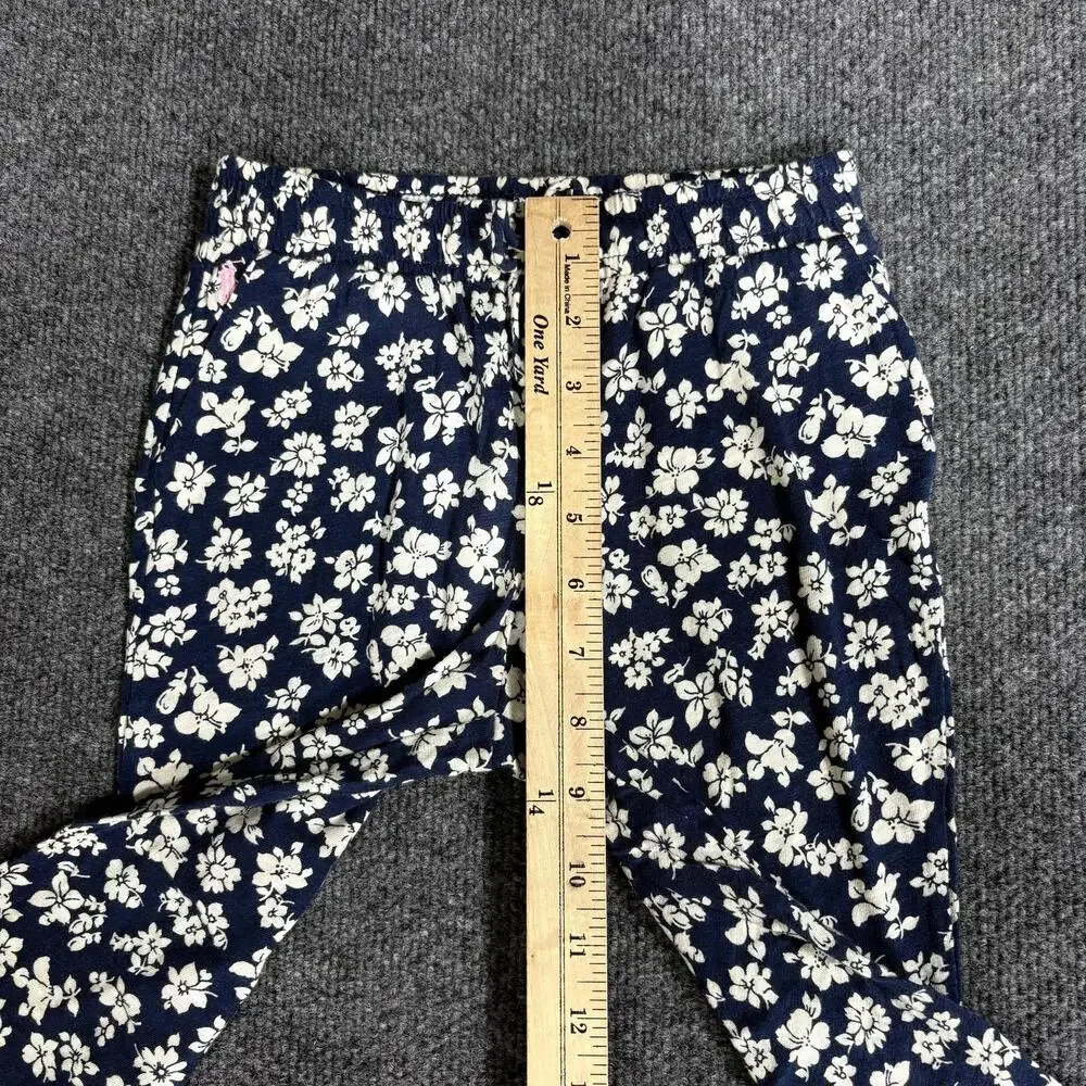 Polo Ralph Lauren Pants Girls 6 Blue Floral Knit Jogger Elastic Waist Pull On